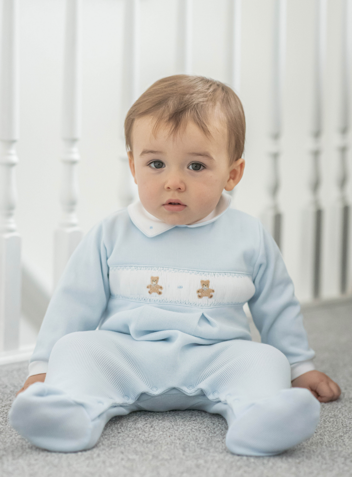 Boys Nursery Bear Smocked Footsie
