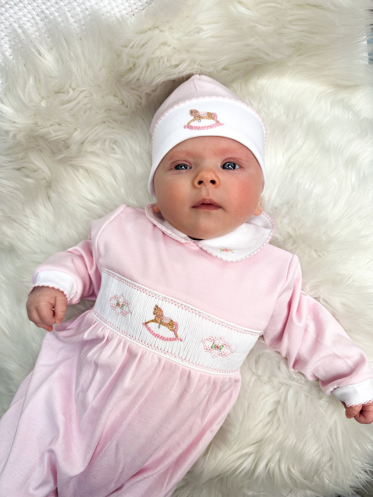 Girls Rocking Horse Smocked Footsie