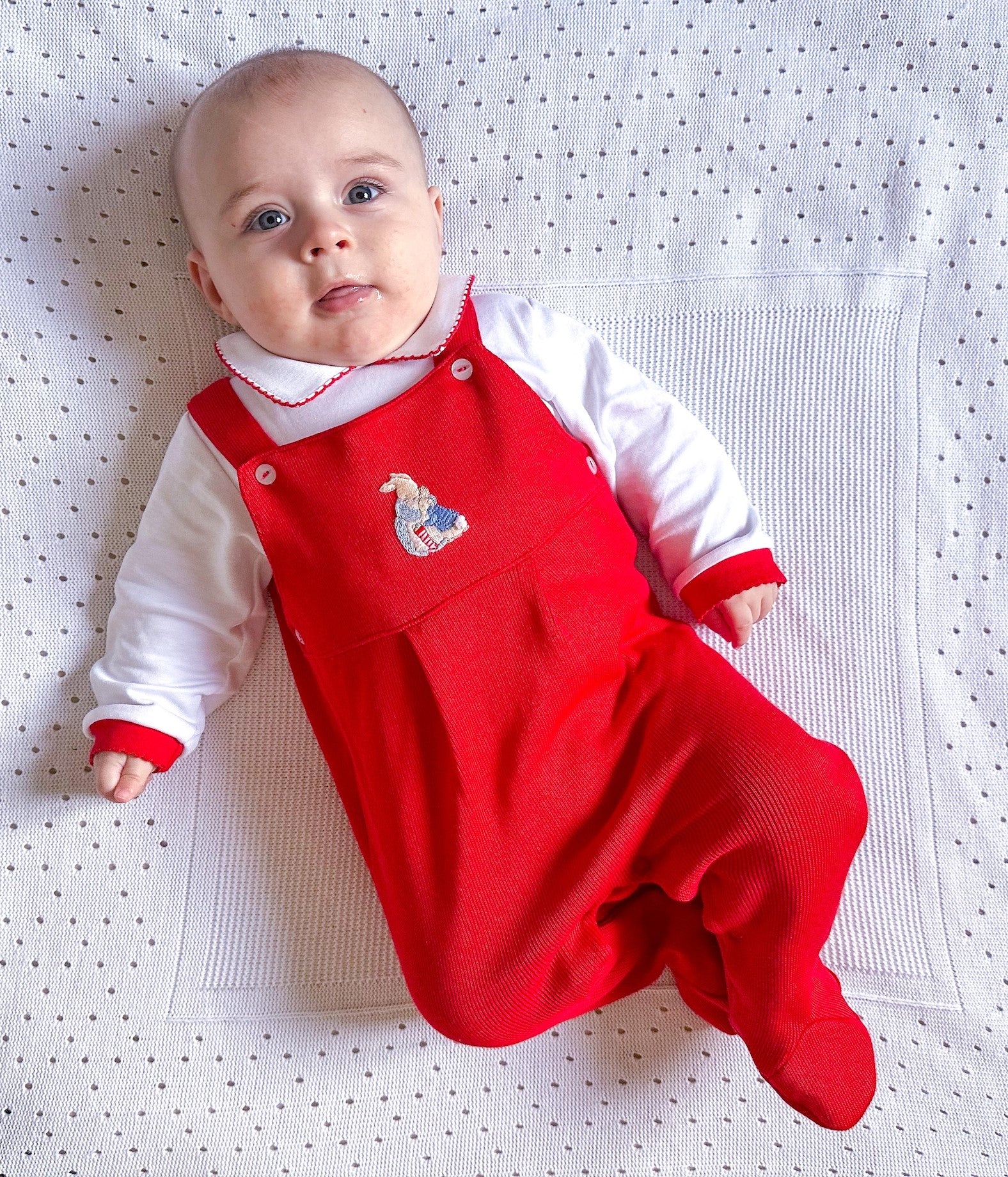 Festive Peter Rabbit Two Piece Knit Dungaree Set – Mini-la-Mode