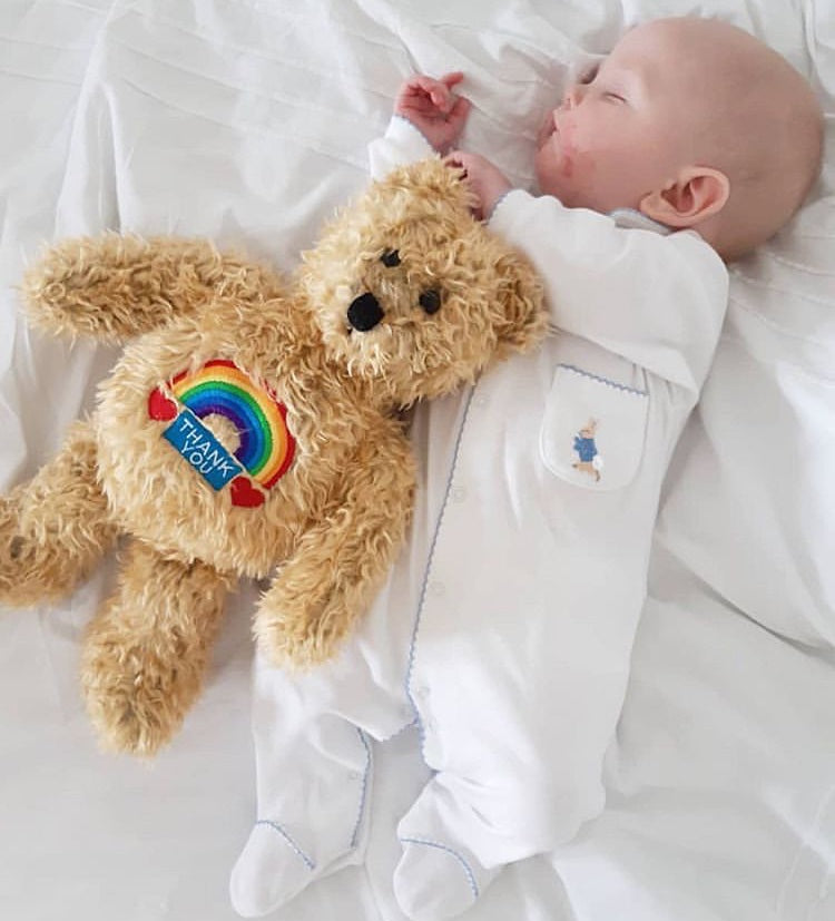 New Born White Sleepsuit with Peter Rabbit Embroidery